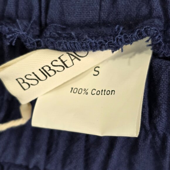 Womens Bsubseach Navy Blue Cotton Shorts Eyelet Hem Elastic Waist 4" Inseam S - Picture 4 of 10